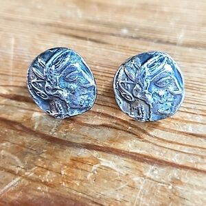 Alva Studios Silvertone Roman Caesar Cufflinks